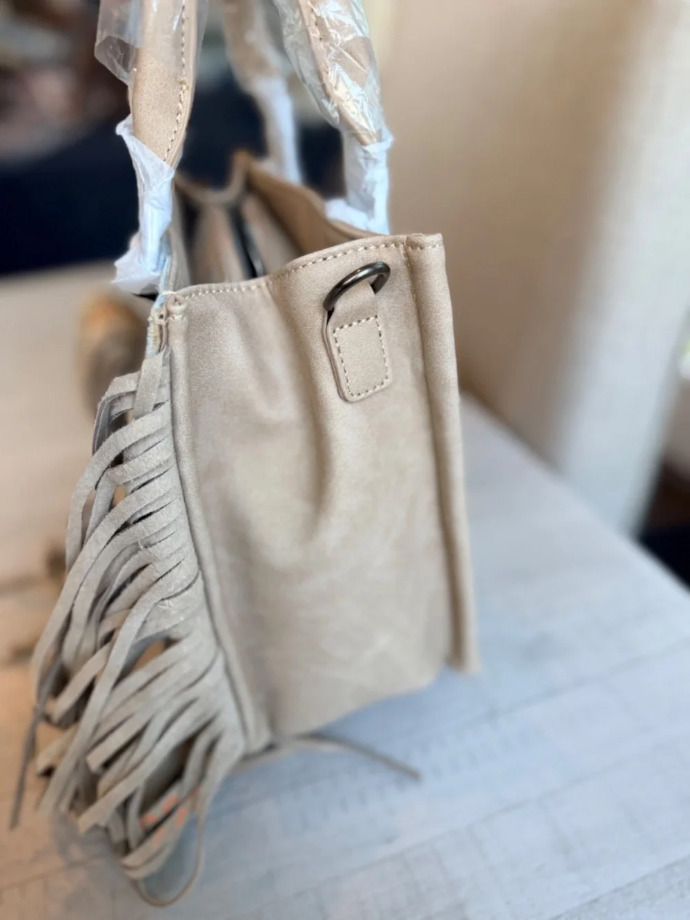 Trinity Ranch Hair On Cowhide Tote/Crossbody Khaki